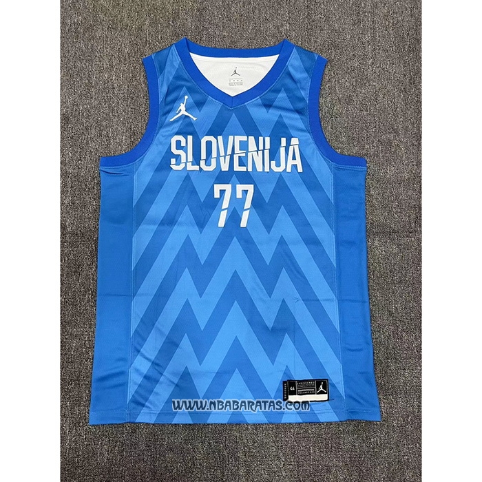 Camiseta Slovenia Luka Doncic #77 Segunda Azul